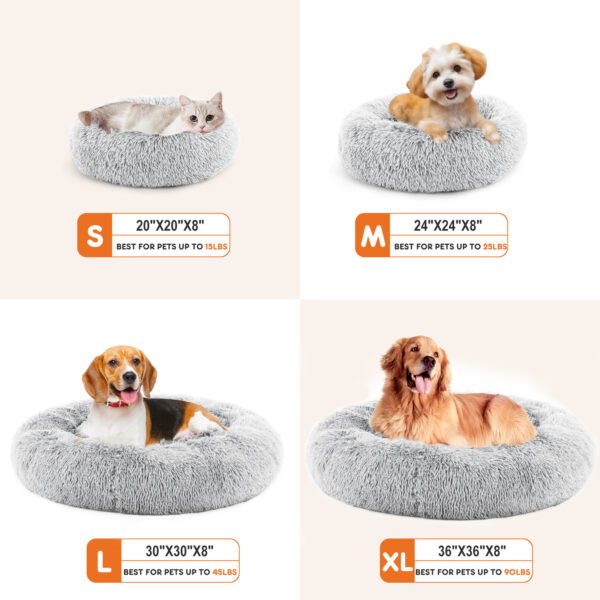 24 Inch Anti-Slip Round Fluffy Plush Faux Fur Cat Bed, Fits Up To 25 Lbs Pets - Image 6